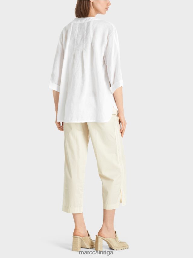 apģērbs balts VRBHXD939 Marc Cain blūze ar \"apres beach\" aplikāciju