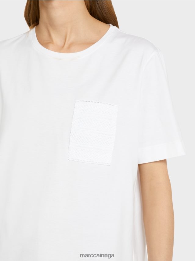 apģērbs balts VRBHXD940 Marc Cain t-krekls ar diagonālu sānu šuvi
