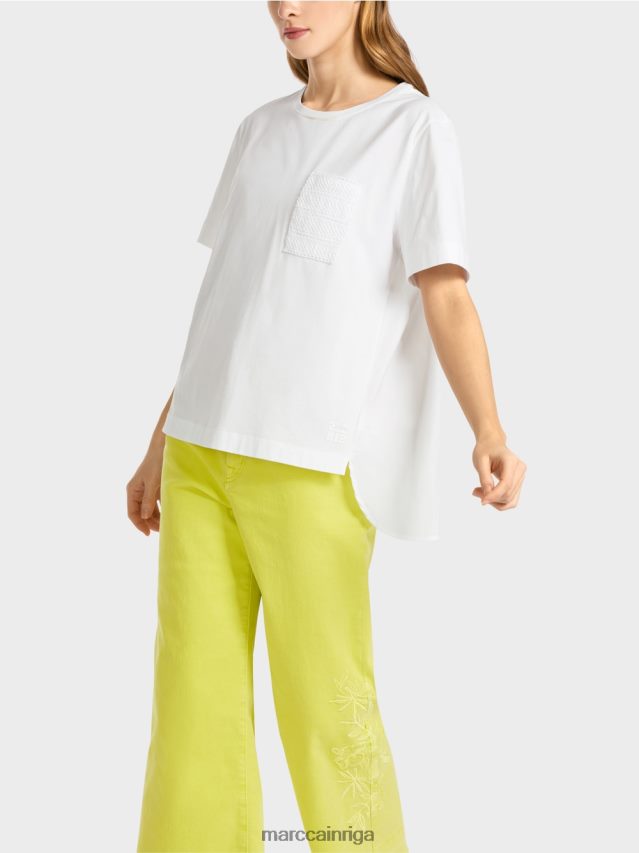 apģērbs balts VRBHXD940 Marc Cain t-krekls ar diagonālu sānu šuvi