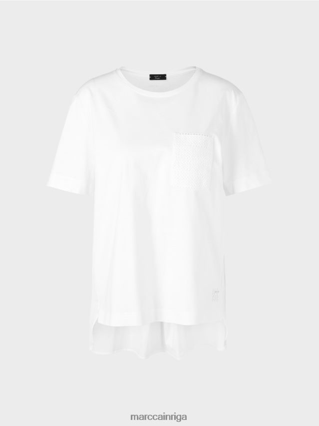 apģērbs balts VRBHXD940 Marc Cain t-krekls ar diagonālu sānu šuvi