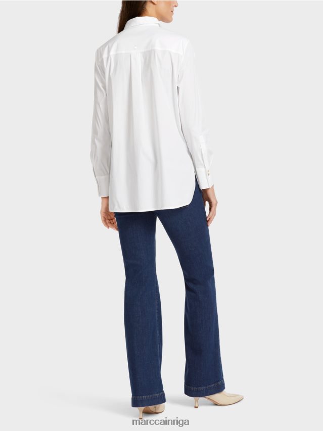 apģērbs balts VRBHXD986 Marc Cain gara blūze no kokvilnas maisījuma