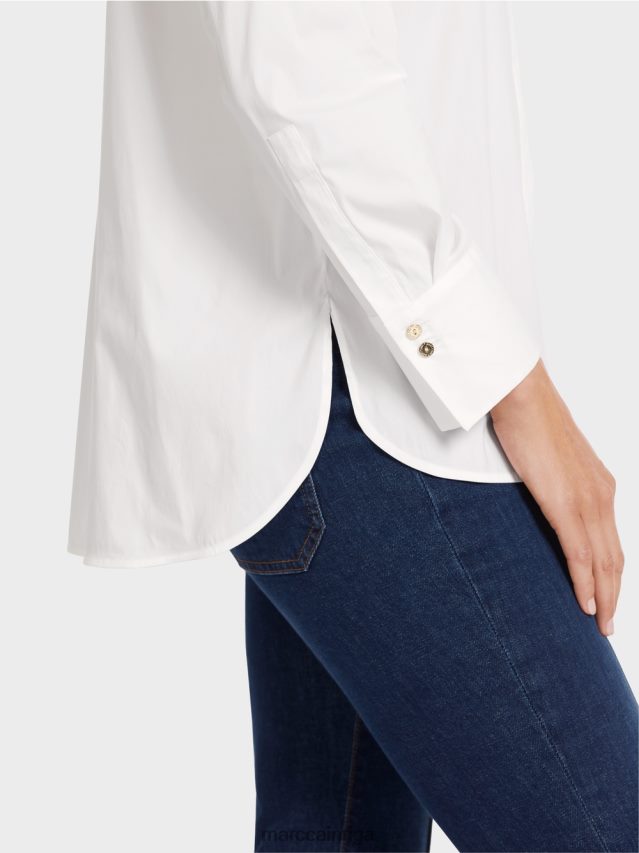 apģērbs balts VRBHXD986 Marc Cain gara blūze no kokvilnas maisījuma