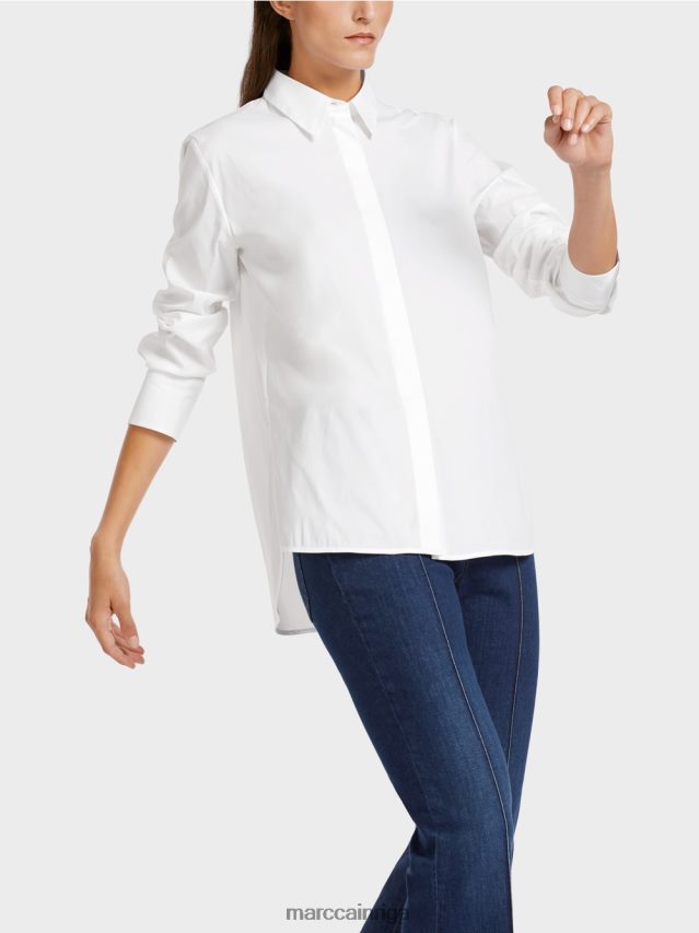apģērbs balts VRBHXD986 Marc Cain gara blūze no kokvilnas maisījuma