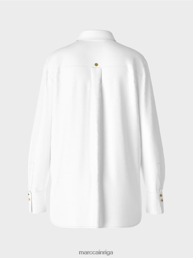 apģērbs balts VRBHXD986 Marc Cain gara blūze no kokvilnas maisījuma