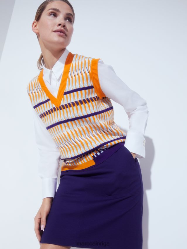 apģērbs balts VRBHXD986 Marc Cain gara blūze no kokvilnas maisījuma