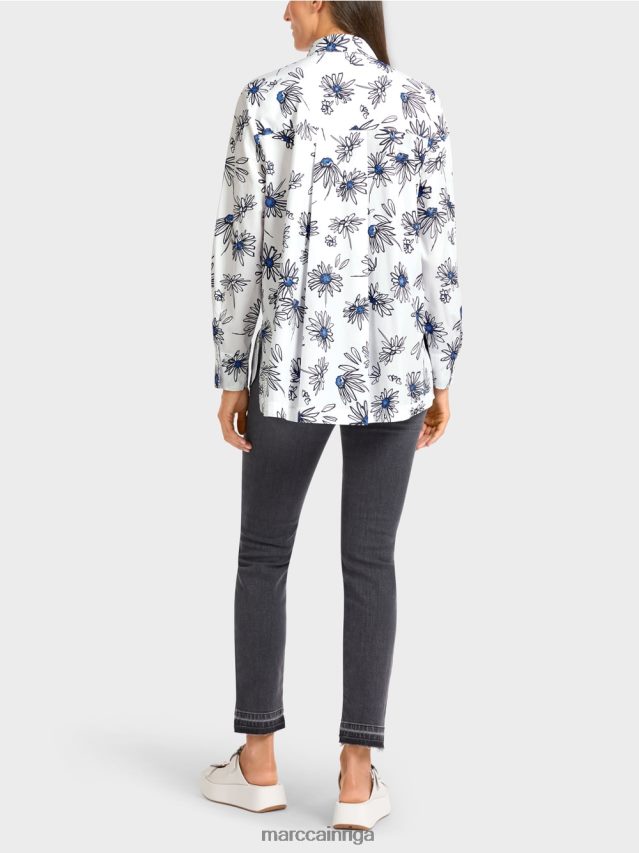 apģērbs balts VRBHXD990 Marc Cain \"pārdomājiet kopā\" ​​ziedu blūze