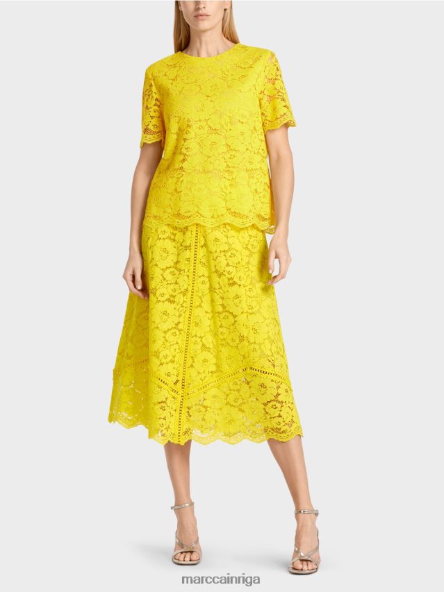 apģērbs citronzaļš VRBHXD943 Marc Cain mežģīņu auduma blūze