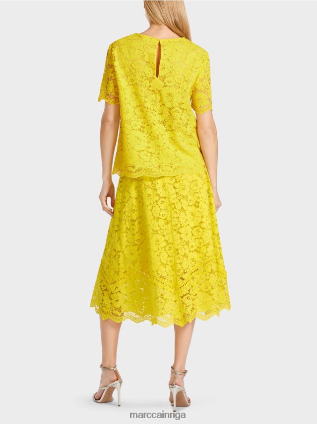 apģērbs citronzaļš VRBHXD943 Marc Cain mežģīņu auduma blūze