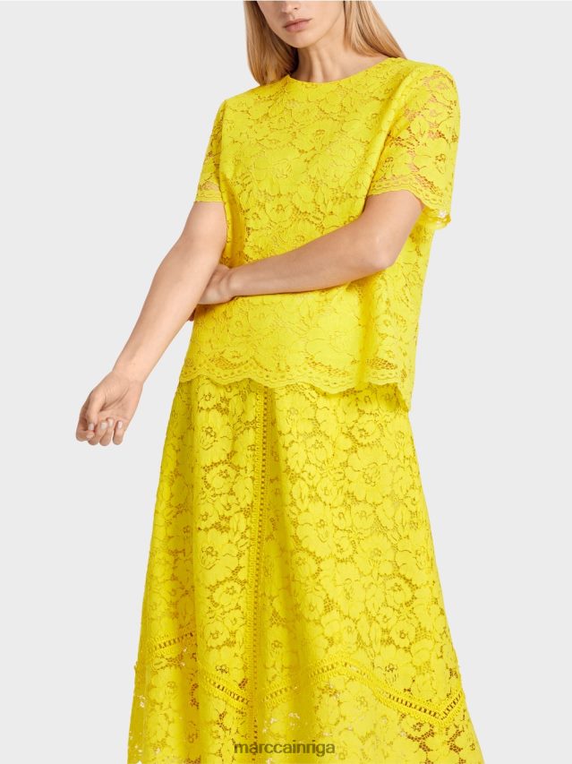 apģērbs citronzaļš VRBHXD943 Marc Cain mežģīņu auduma blūze