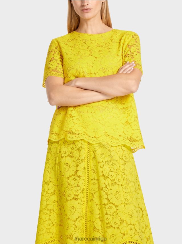 apģērbs citronzaļš VRBHXD943 Marc Cain mežģīņu auduma blūze