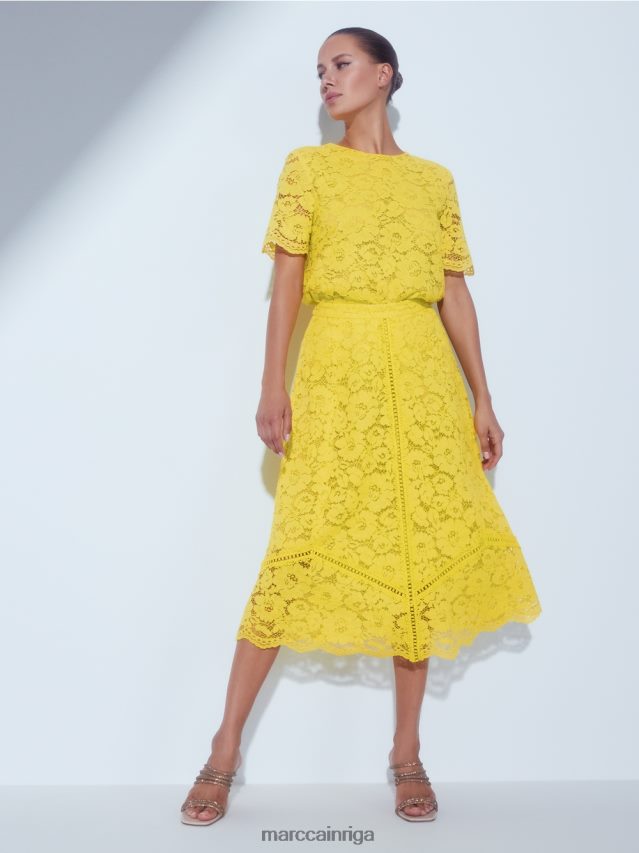 apģērbs citronzaļš VRBHXD943 Marc Cain mežģīņu auduma blūze