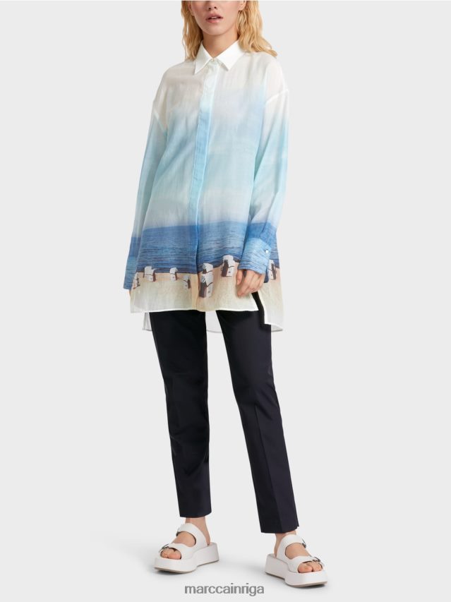 apģērbs debeszils VRBHXD923 Marc Cain eleganta blūze ar zīda saturu