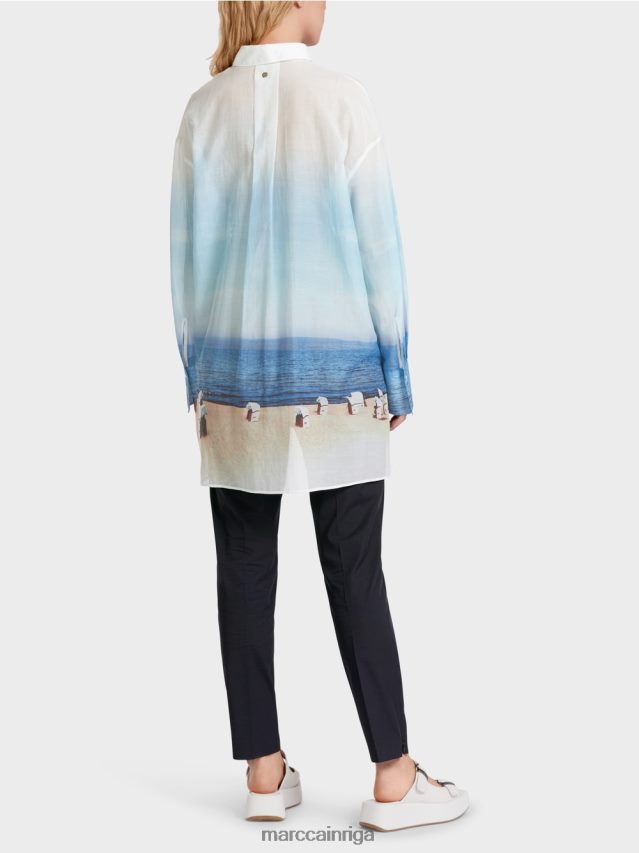 apģērbs debeszils VRBHXD923 Marc Cain eleganta blūze ar zīda saturu