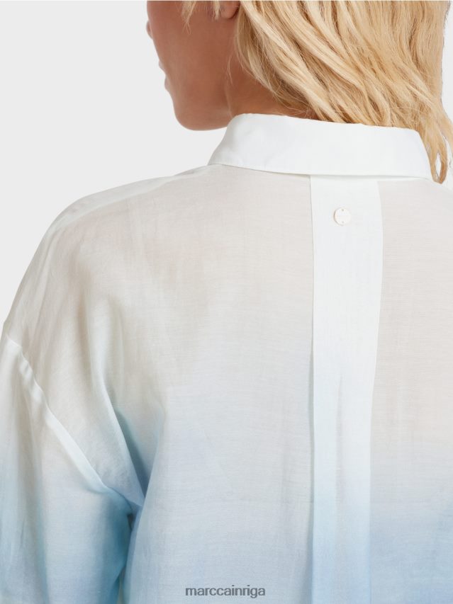 apģērbs debeszils VRBHXD923 Marc Cain eleganta blūze ar zīda saturu