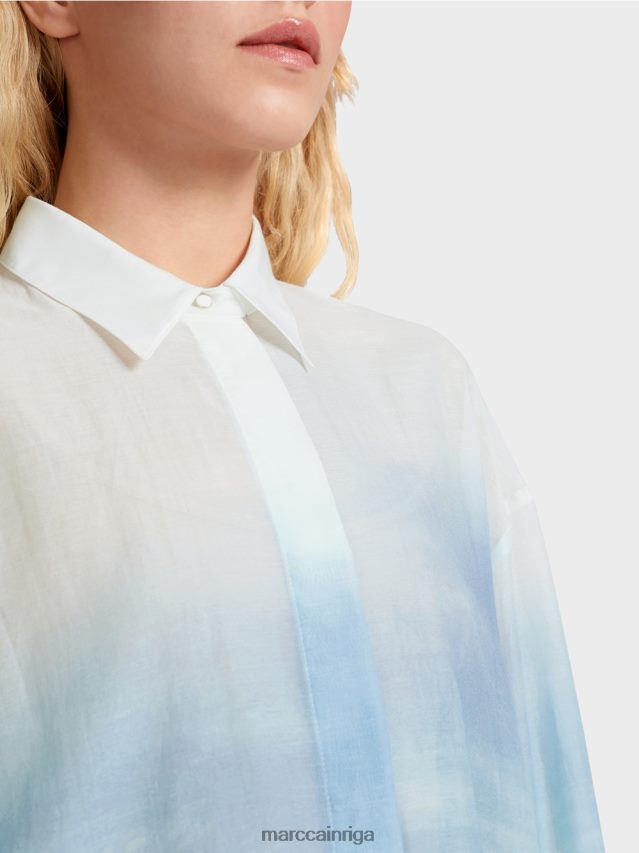 apģērbs debeszils VRBHXD923 Marc Cain eleganta blūze ar zīda saturu