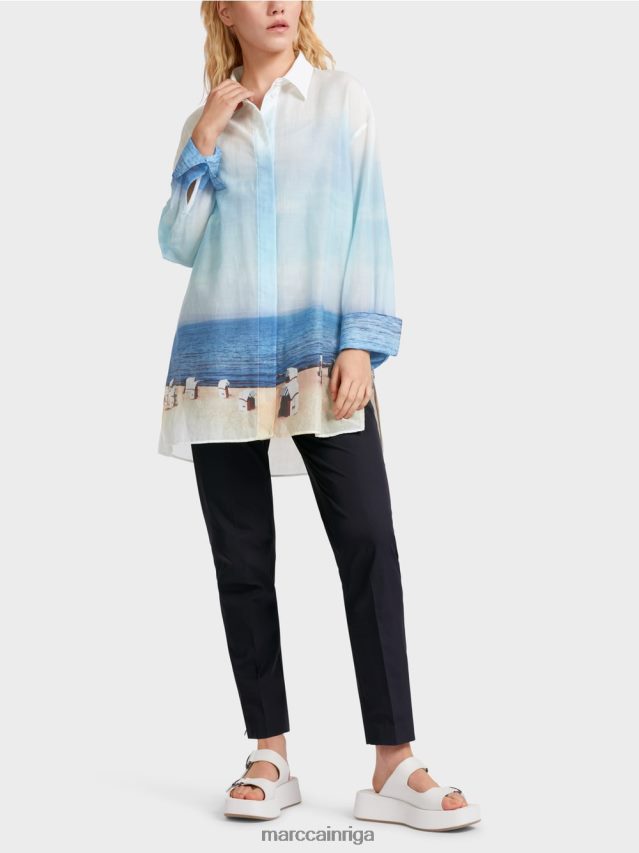 apģērbs debeszils VRBHXD923 Marc Cain eleganta blūze ar zīda saturu