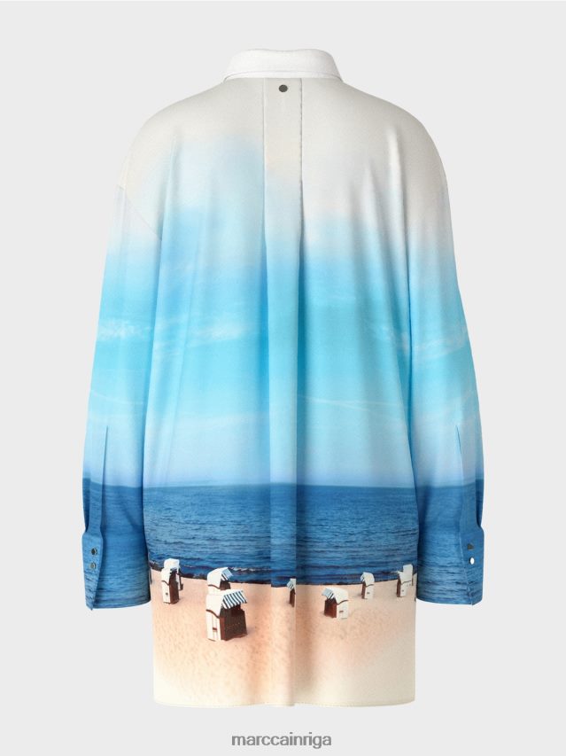 apģērbs debeszils VRBHXD923 Marc Cain eleganta blūze ar zīda saturu