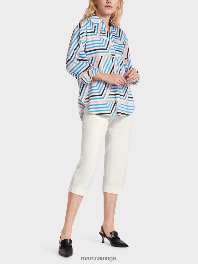 apģērbs debeszils VRBHXD924 Marc Cain rotaļīga svītraina blūze