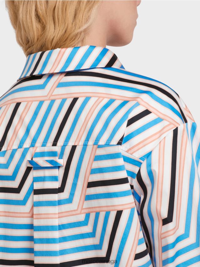 apģērbs debeszils VRBHXD924 Marc Cain rotaļīga svītraina blūze