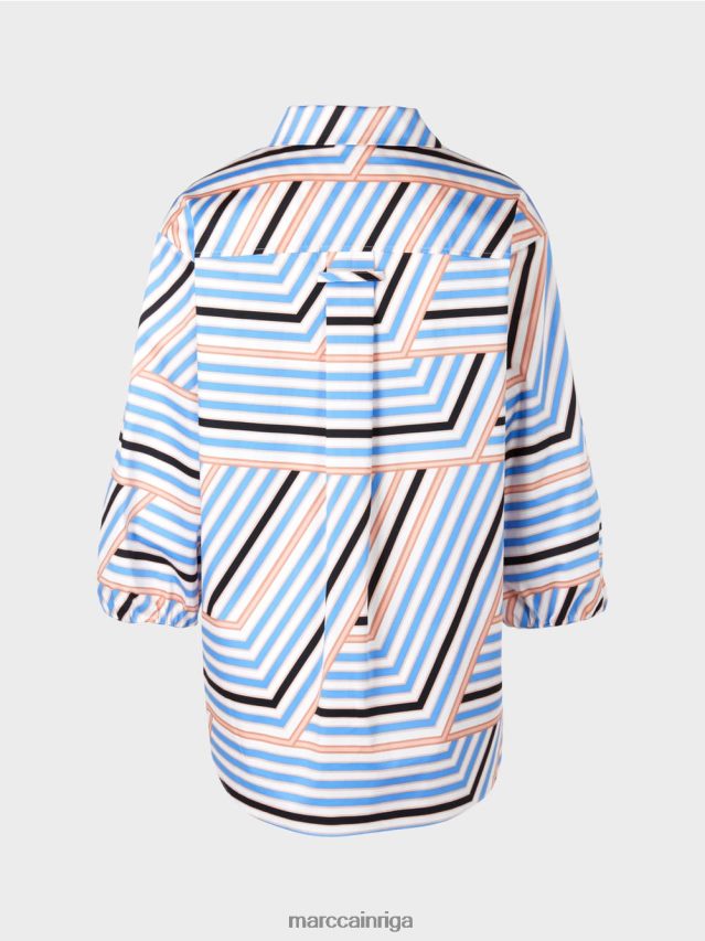 apģērbs debeszils VRBHXD924 Marc Cain rotaļīga svītraina blūze