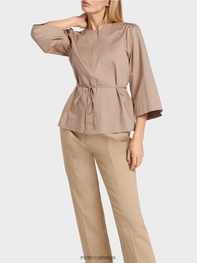 apģērbs dziļas smiltis VRBHXD948 Marc Cain kokvilnas blūze ar garām piedurknēm