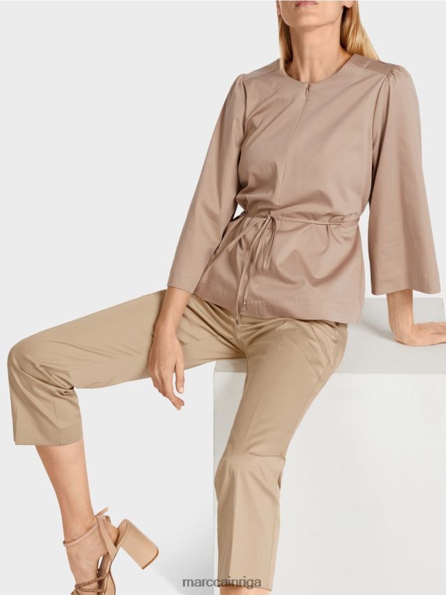 apģērbs dziļas smiltis VRBHXD948 Marc Cain kokvilnas blūze ar garām piedurknēm