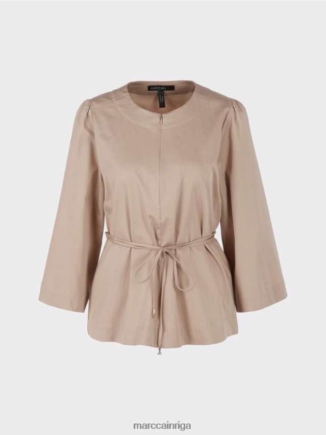 apģērbs dziļas smiltis VRBHXD948 Marc Cain kokvilnas blūze ar garām piedurknēm