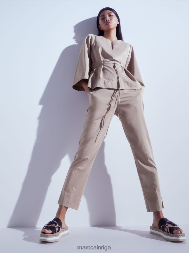 apģērbs dziļas smiltis VRBHXD948 Marc Cain kokvilnas blūze ar garām piedurknēm