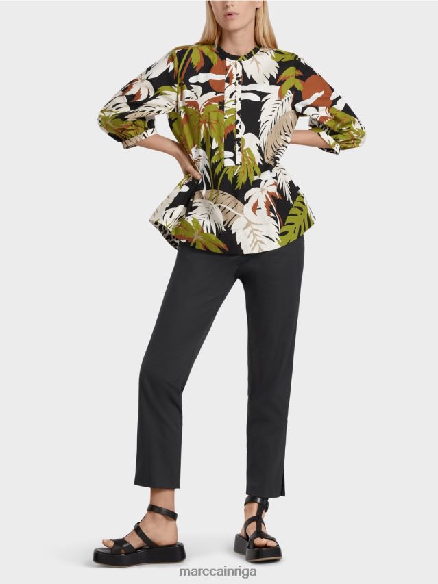 apģērbs dziļi olīvzaļa VRBHXD944 Marc Cain kokvilnas a-line blūze