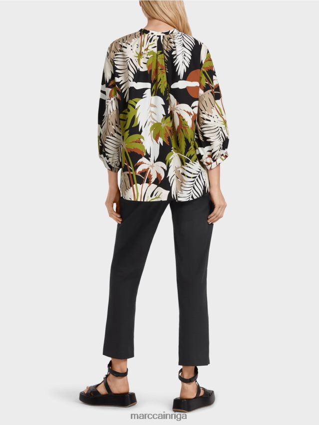 apģērbs dziļi olīvzaļa VRBHXD944 Marc Cain kokvilnas a-line blūze