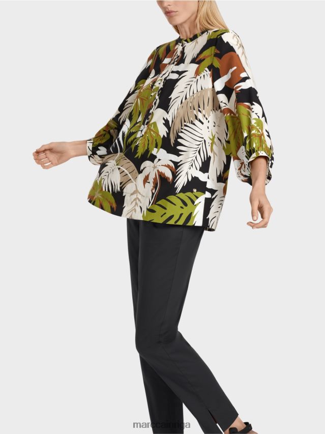 apģērbs dziļi olīvzaļa VRBHXD944 Marc Cain kokvilnas a-line blūze