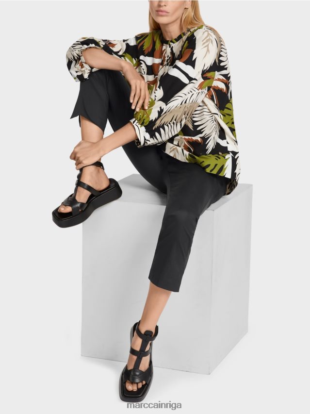 apģērbs dziļi olīvzaļa VRBHXD944 Marc Cain kokvilnas a-line blūze