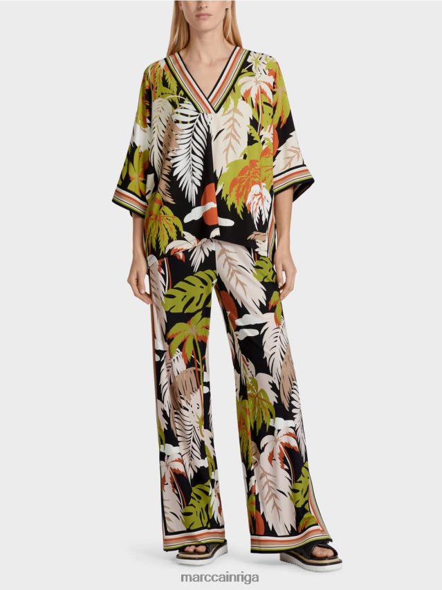 apģērbs dziļi olīvzaļa VRBHXD947 Marc Cain viskozes blūze ar kimono piedurknēm