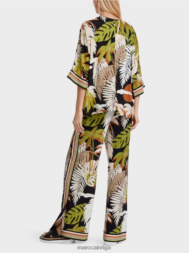 apģērbs dziļi olīvzaļa VRBHXD947 Marc Cain viskozes blūze ar kimono piedurknēm