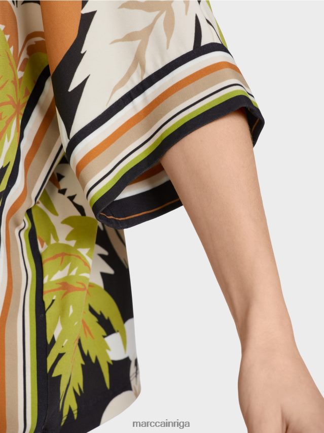 apģērbs dziļi olīvzaļa VRBHXD947 Marc Cain viskozes blūze ar kimono piedurknēm