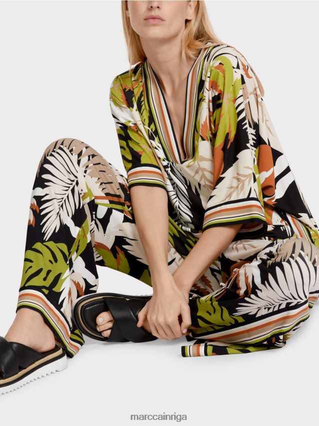 apģērbs dziļi olīvzaļa VRBHXD947 Marc Cain viskozes blūze ar kimono piedurknēm