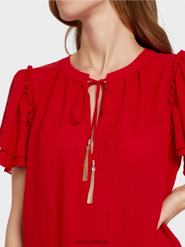 apģērbs dziļi sarkans VRBHXD910 Marc Cain \"pārdomāt kopā\" ​​blūzes stila tops