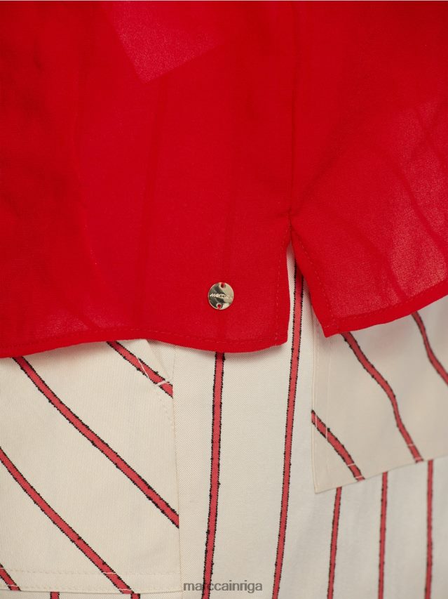 apģērbs dziļi sarkans VRBHXD910 Marc Cain \"pārdomāt kopā\" ​​blūzes stila tops