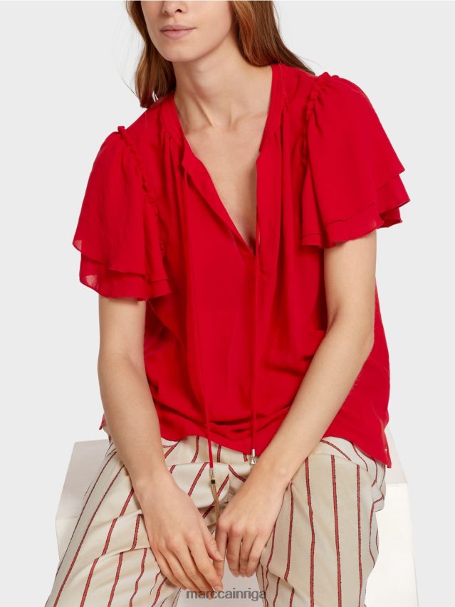 apģērbs dziļi sarkans VRBHXD910 Marc Cain \"pārdomāt kopā\" ​​blūzes stila tops