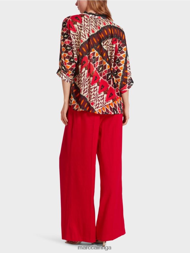 apģērbs dziļi sarkans VRBHXD913 Marc Cain apdrukāta kimono blūze no viskozes