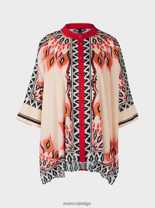 apģērbs dziļi sarkans VRBHXD914 Marc Cain blūze pončo stilā