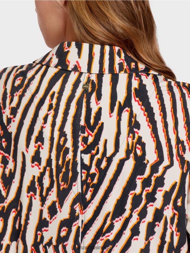 apģērbs dziļi sarkans VRBHXD919 Marc Cain blūze ar dzīvnieku kažokādas apdruku