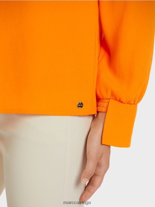 apģērbs dzidrs oranžs VRBHXD1019 Marc Cain blūzes stila tops ar ielocēm