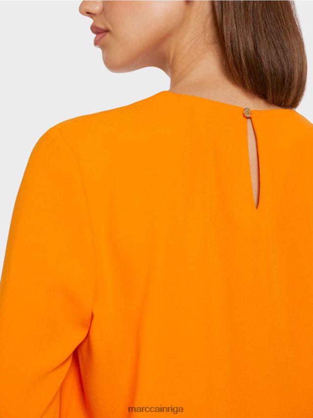 apģērbs dzidrs oranžs VRBHXD1019 Marc Cain blūzes stila tops ar ielocēm