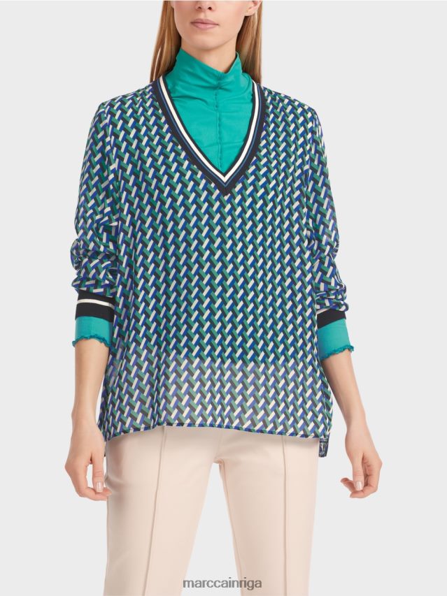 apģērbs emalja VRBHXD837 Marc Cain blūze ar ģeometrisku apdruku