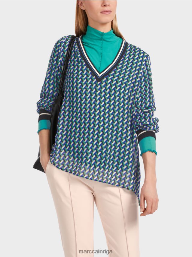 apģērbs emalja VRBHXD837 Marc Cain blūze ar ģeometrisku apdruku