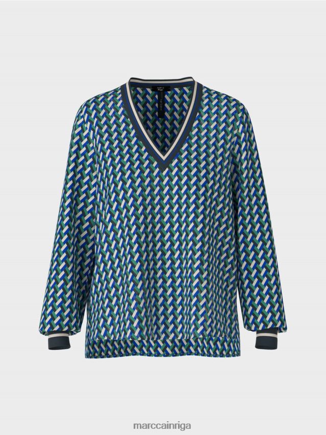 apģērbs emalja VRBHXD837 Marc Cain blūze ar ģeometrisku apdruku