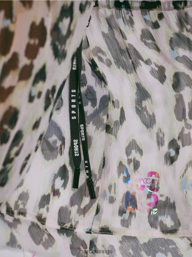 apģērbs gaiša lavanda VRBHXD955 Marc Cain daudzpakāpju blūze ar leoparda apdruku