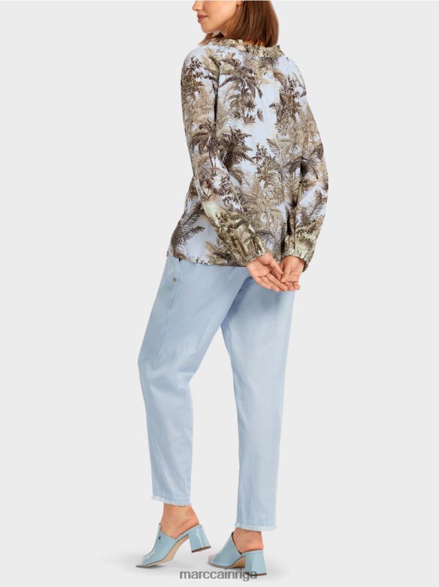 apģērbs gaiši pūderzils VRBHXD963 Marc Cain raglāna blūze ar plaukstas motīvu