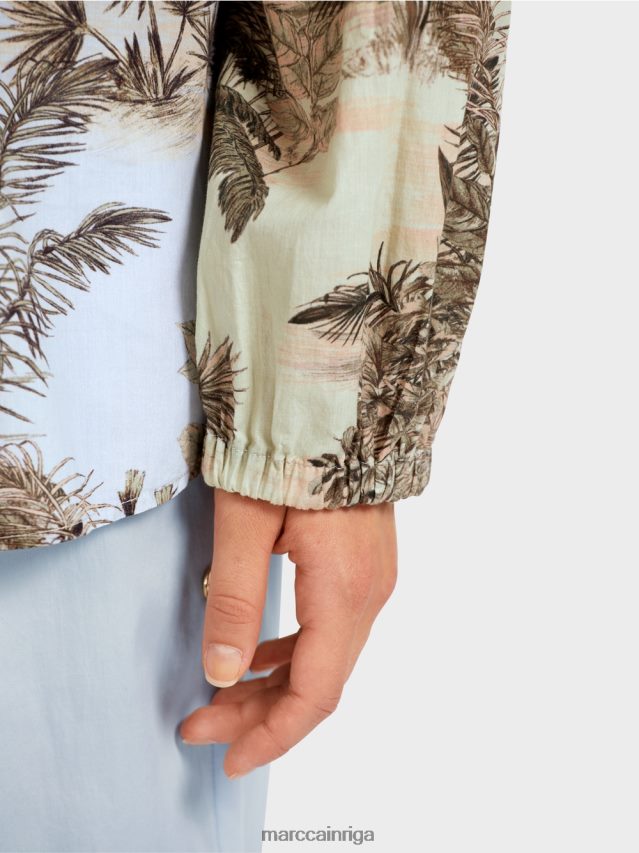 apģērbs gaiši pūderzils VRBHXD963 Marc Cain raglāna blūze ar plaukstas motīvu